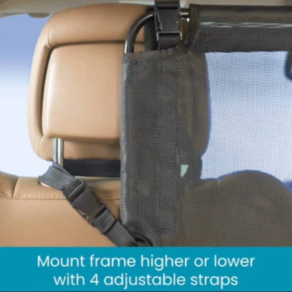 HIGH ROAD Dog Car Barrier with Full View Mesh Cover and Padded Steel Frame